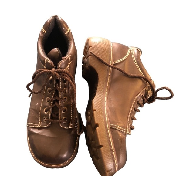 No Boundaries Y2K Lace Up Meg Bootie 9.5 Chunky Rugged Faux Leather Dark Brown - Picture 3 of 8